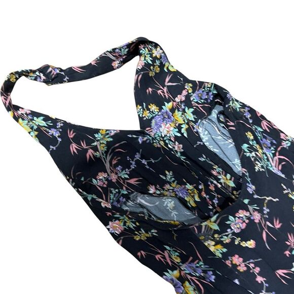 ROLLA'S Halter Button Down Black Dark Floral Maxi Dress - Picture 7 of 10